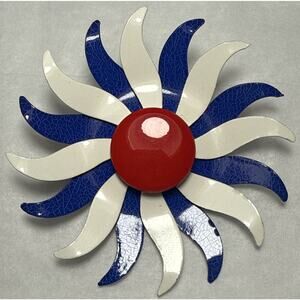 Vintage Red‎ White And Blue Flower Enamel Brooch PB146